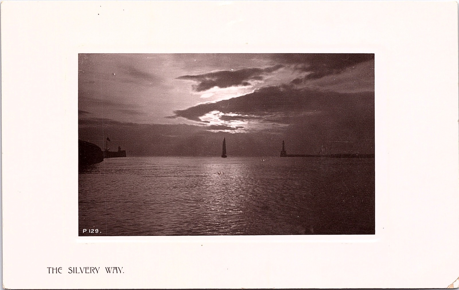 “The Silvery Way,” Night Harbor Seascape; 1908 Real Photo Postcard “The Silvery Way,” Night Harbor Seascape; 1908 Real Photo Postcard