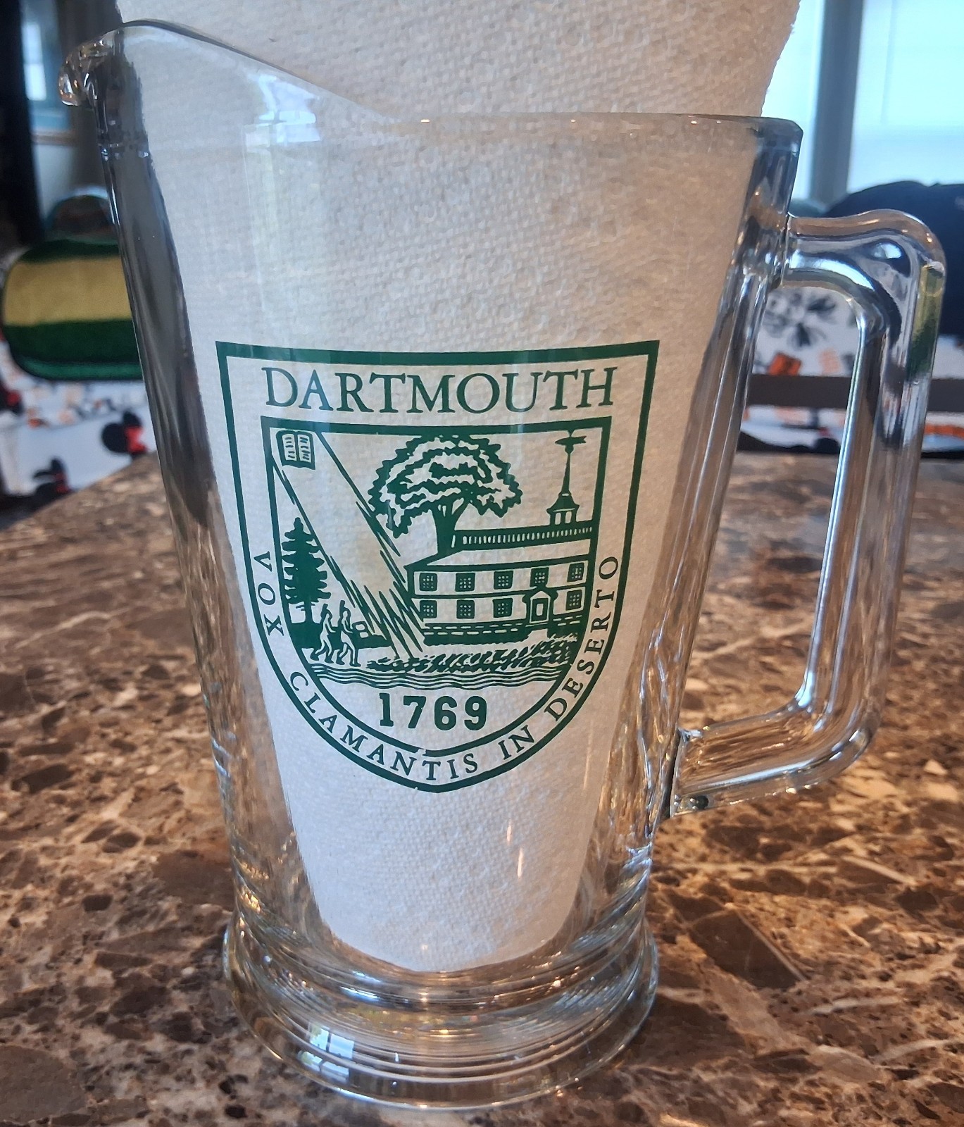 NEW Dartmouth College Alma Matter Glass Beer Pitcher RARE (2 LIGHT MARKS)