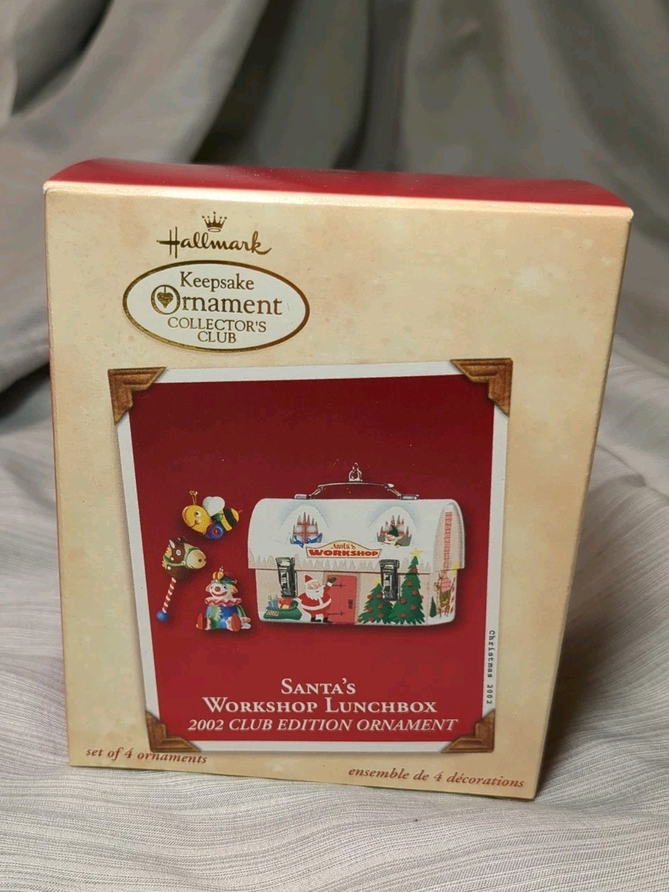 2002 Hallmark Keepsake Ornament Club Edition Santa\'s Workshop Lunchbox-set of 4 2002 Hallmark Keepsake Ornament Club Edition Santa\'s Workshop Lunchbox-set of 4