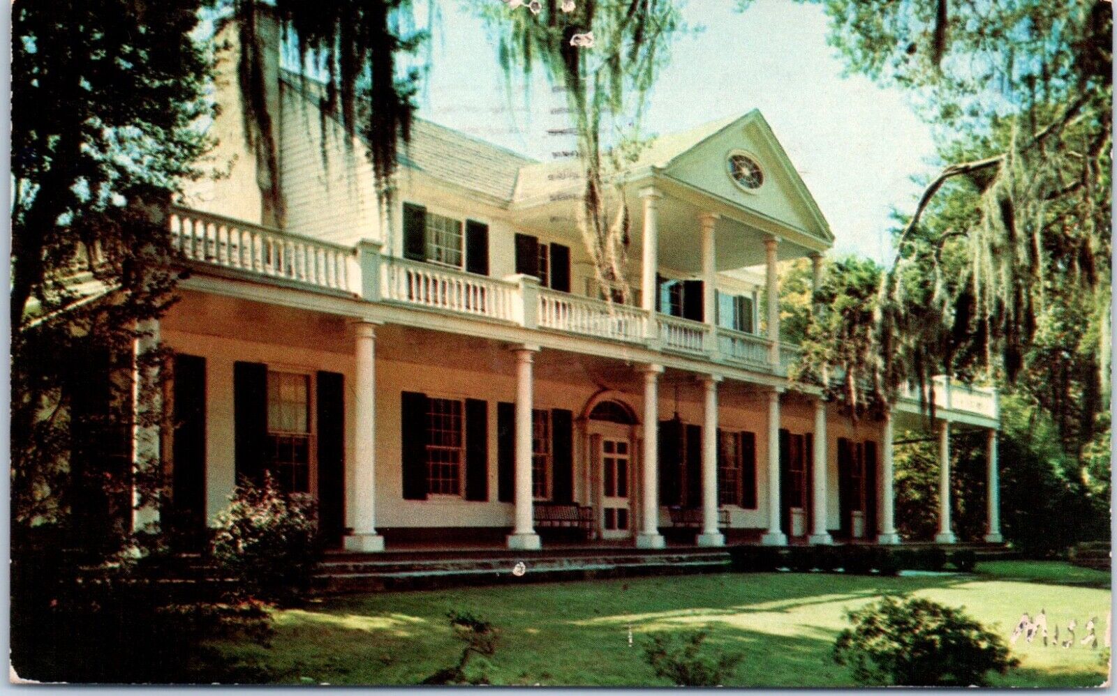 Natchez, MS - Linden Postcard Chrome Posted 1956 Antebellum Home Mansion