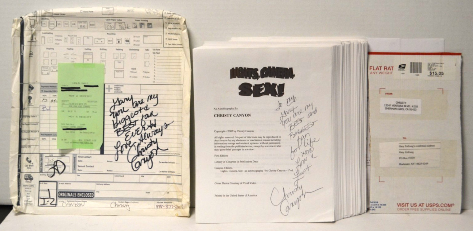 Christy Canyon Autographed 347 Page Autobiography Copy & Order Envelope w/COA CR Christy Canyon Autographed 347 Page Autobiography Copy & Order Envelope w/COA CR
