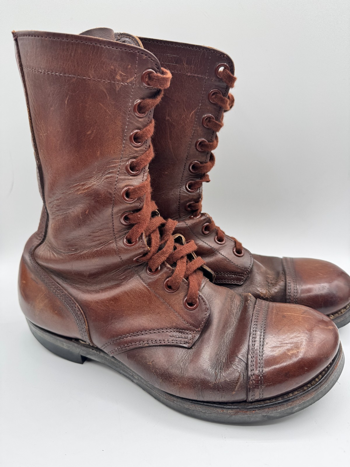Vintage Leather Korean War Russet Brown Combat Style Boots Size 9W Leavenworth Vintage Leather Korean War Russet Brown Combat Style Boots Size 9W Leavenworth