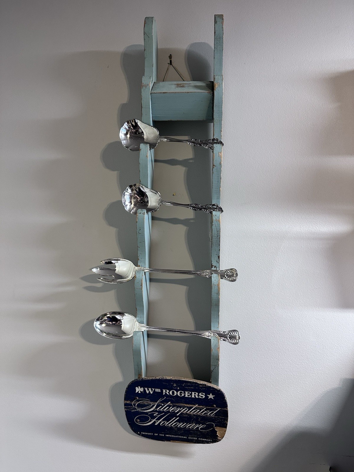 Wm Rogers Bros Silverplated Holloware Wood Store Display Rack -Utensils Not Inc