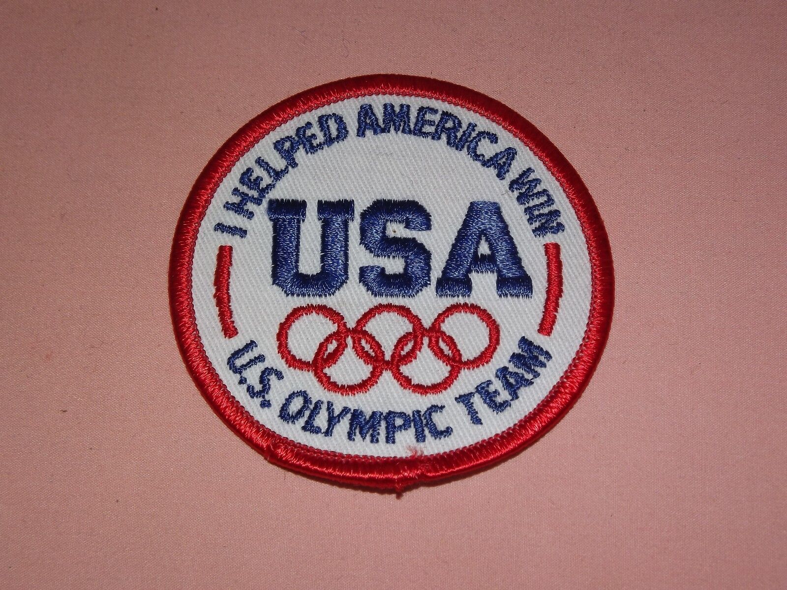 VINTAGE I HELPED AMERICA WIN USA US OLYMPIC TEAM CLOTH PATCH