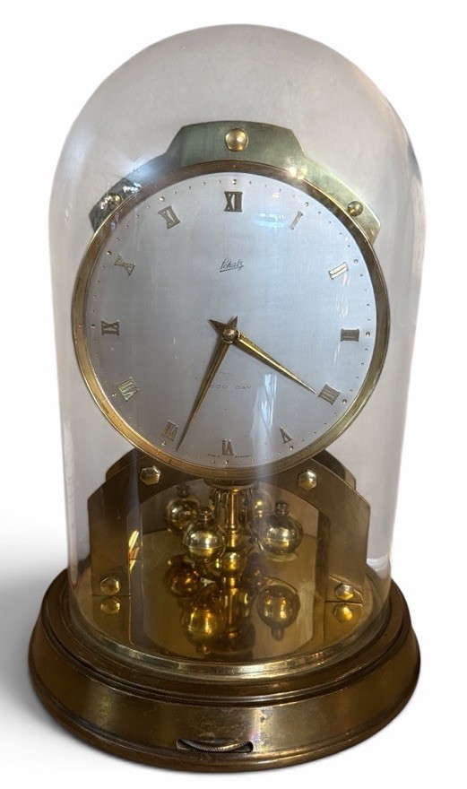 Vintage Schatz 1000 Day Anniversary Brass Clock Glass Dome Parts Repair Only