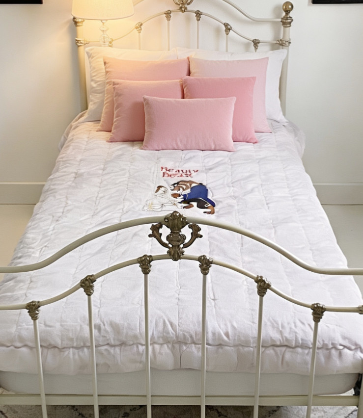 Vintage 1991 Disney Beauty and the Beast Satin Comforter Twin Quilt Embroidered Vintage 1991 Disney Beauty and the Beast Satin Comforter Twin Quilt Embroidered