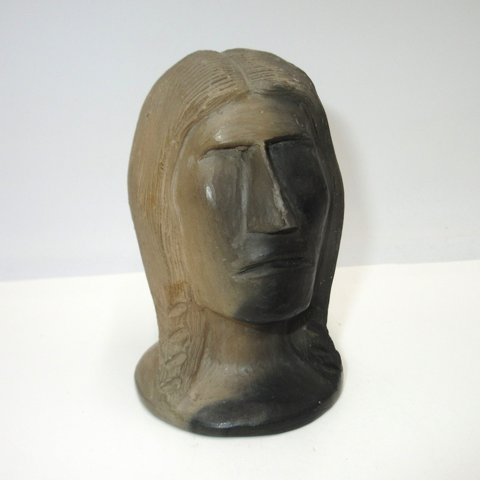 Vintage Maude Welch signed Cherokee NC Pottery Indian Brave Head