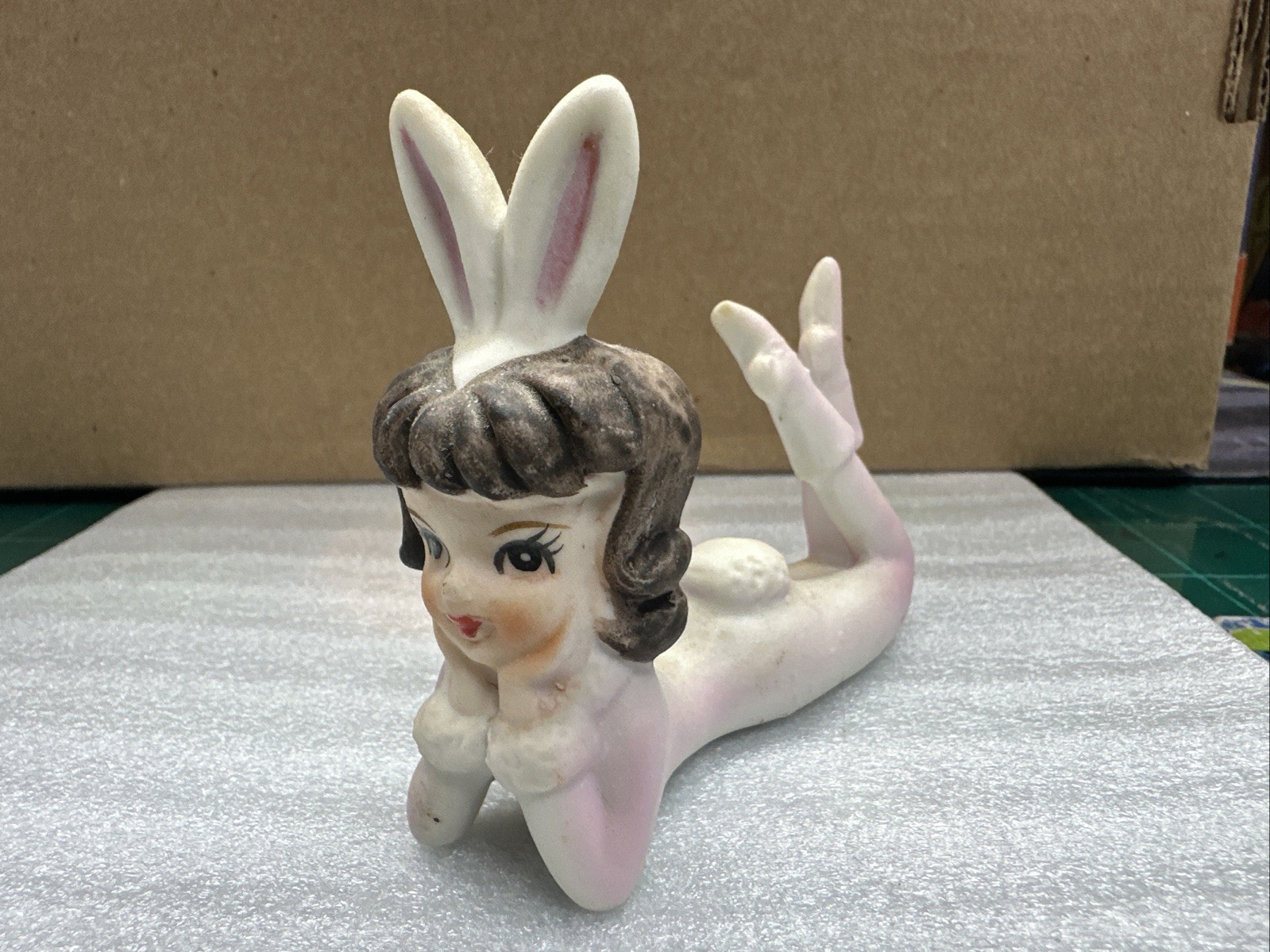 Rare Vintage Playboy Bunny  Figurine  1960s  Bisque LEFTON Brunette Pixie