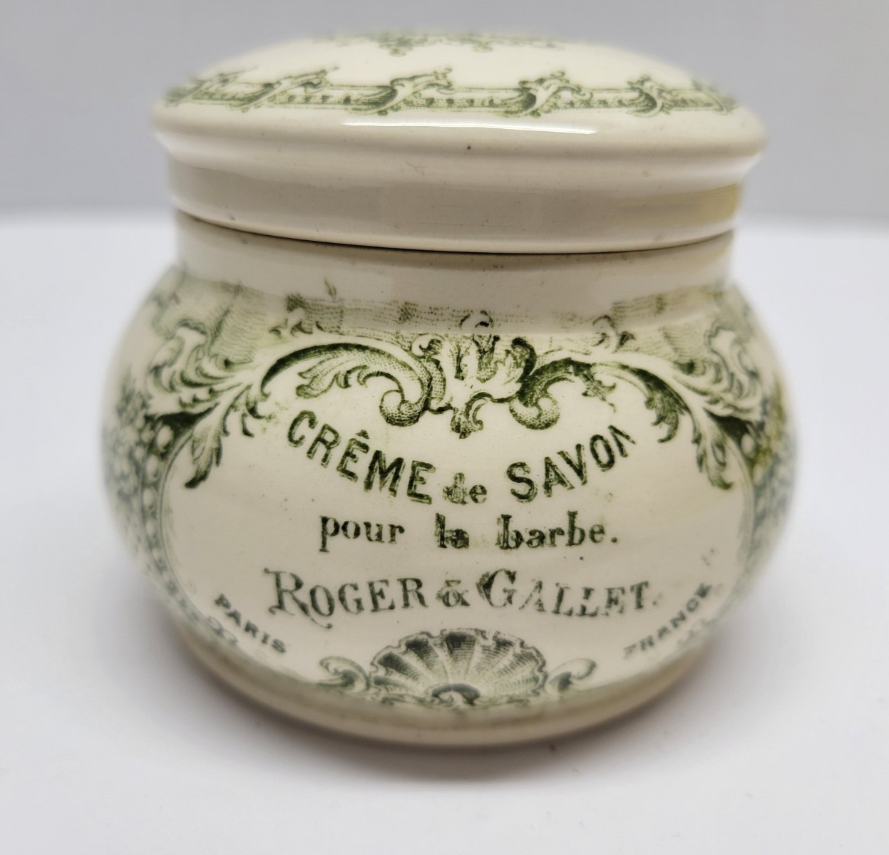 Antique Roger & Gallet Paris Shaving Soap Jar Crème de Savon Barbe French Pot Antique Roger & Gallet Paris Shaving Soap Jar Crème de Savon Barbe French Pot