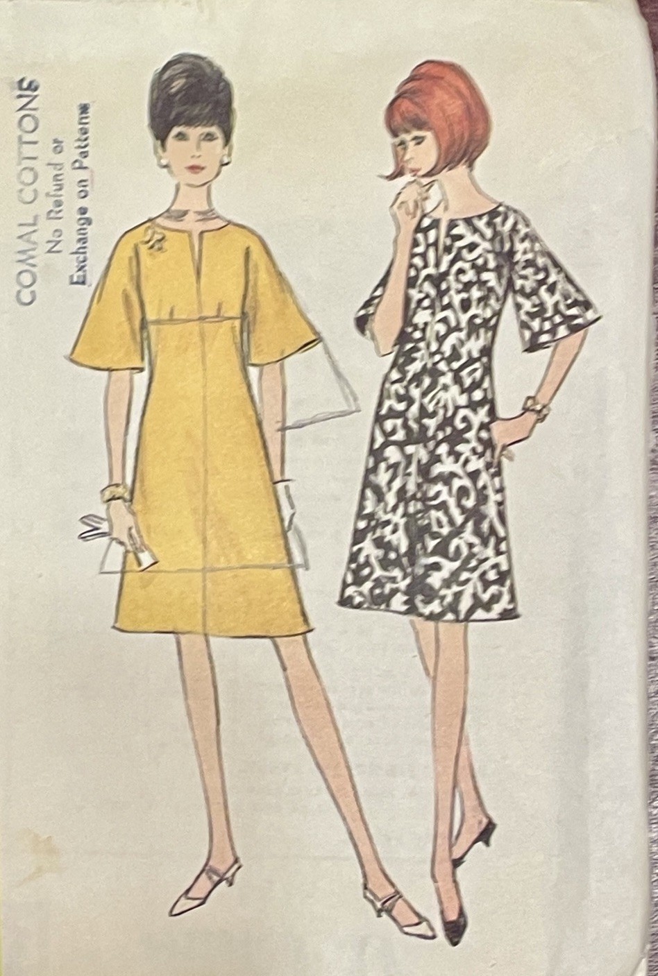 Vintage 1960’s McCall’s 8184 Womens French Dart Flared Dress Size 14 B34