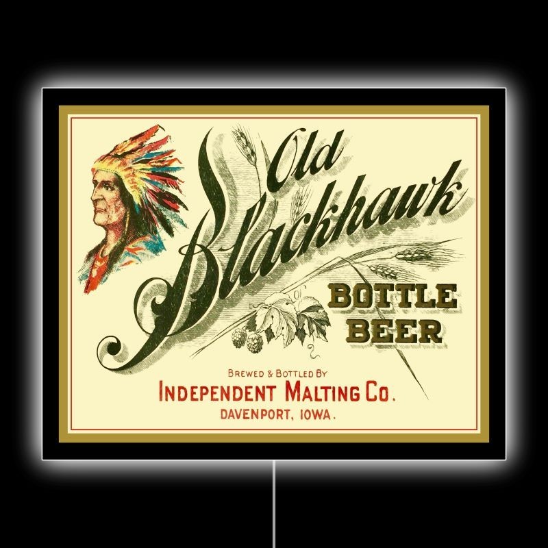 Old Blackhawk Beer of Davenport, Iowa NEW LED Hanging Lighted Sign: 18x23\
