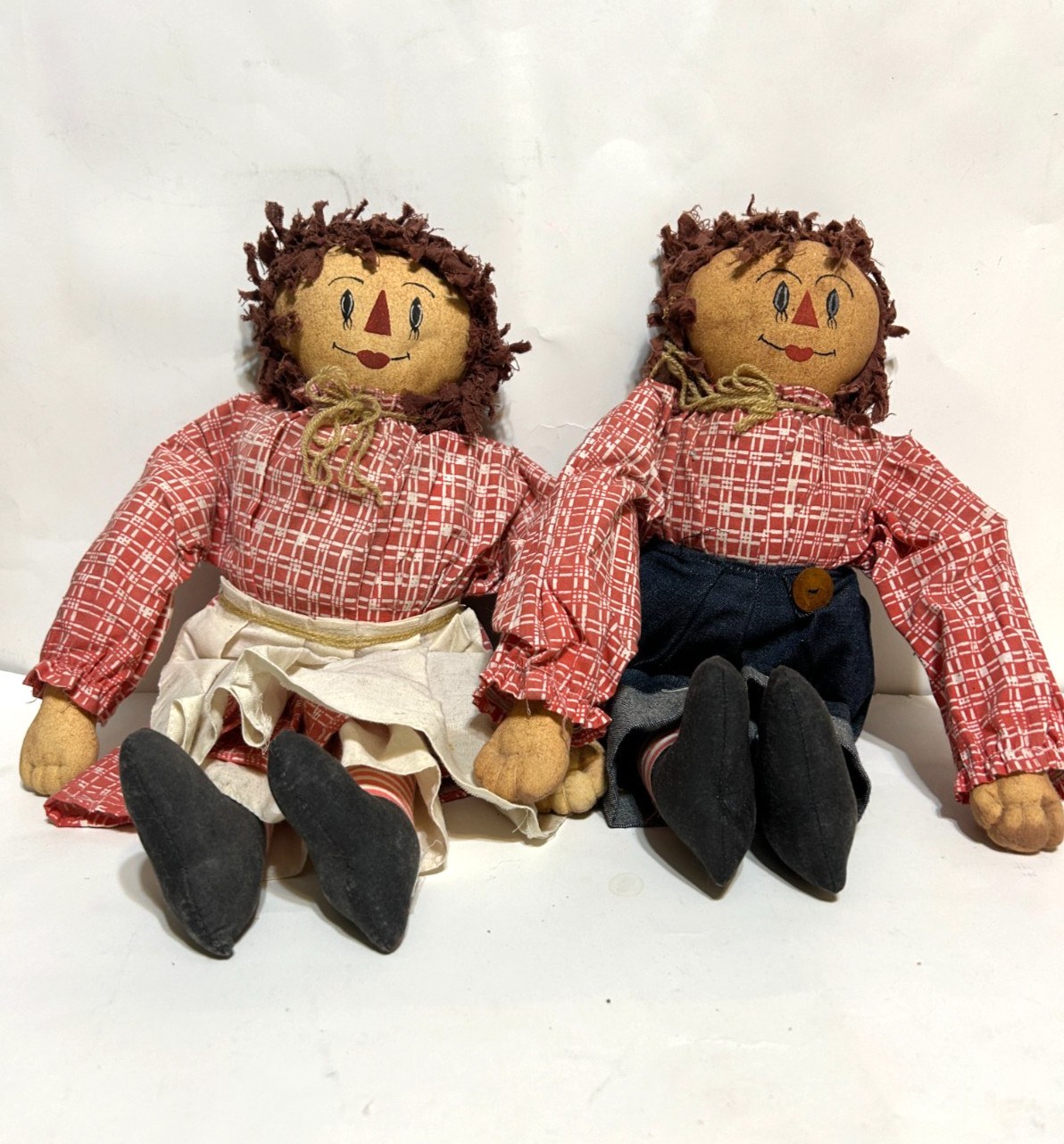 Vintage Raggedy Ann & Andy Dolls * Handmade * Height 15\