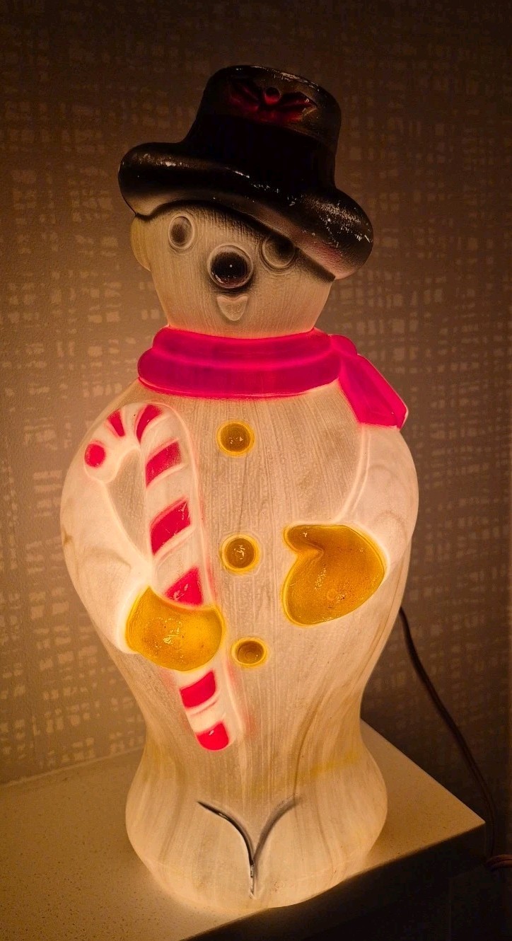 Vintage 1960s HTF Tabletop Snowman Christmas Blow Mold BECO No 925 Lights Up 12