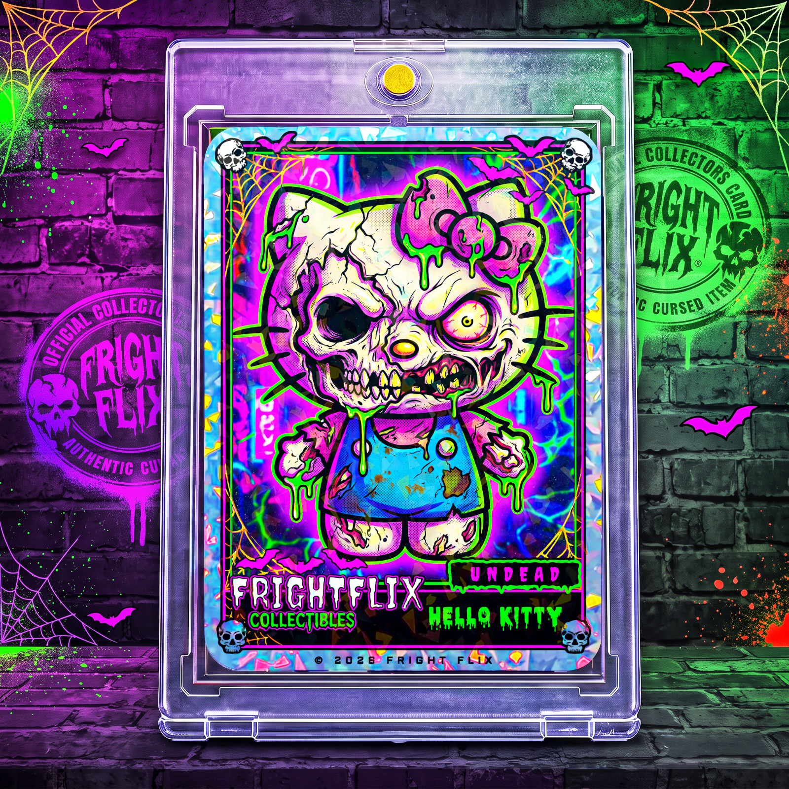 FrightFlix - Hello Kitty *UNDEAD* Holo Trading Card Fan Made Print *MINT* Signed