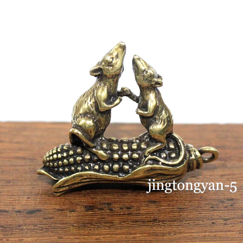 Brass Mouse Figurine Statue House Office Table Decoration Animal Figurines Toys