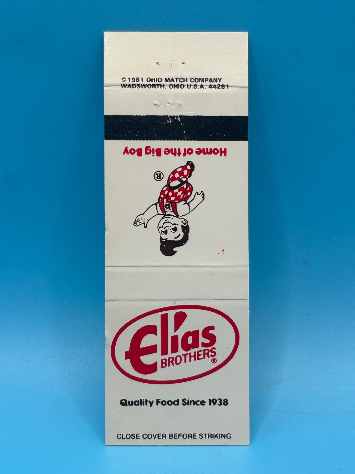 1981 Elias Brothers Big Boy Matchbook Cover Wadsworth Ohio Restaurant Ad