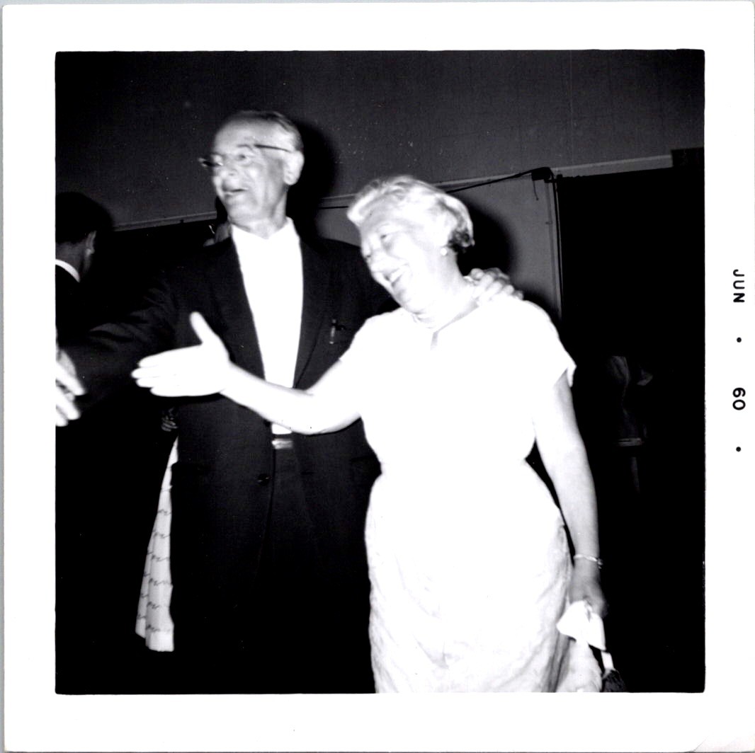 Happy Mature Couple Dancing at Party, 1960 B&W Snapshot Photo Happy Mature Couple Dancing at Party, 1960 B&W Snapshot Photo