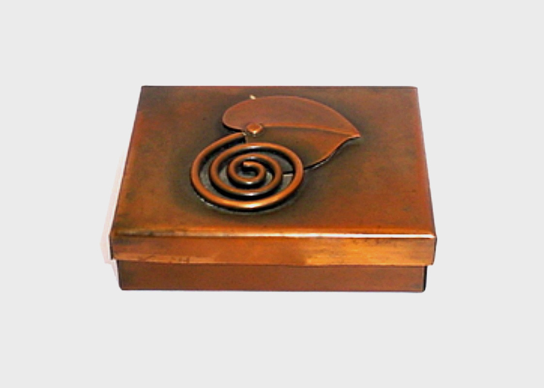 RARE Vtg 1930s 40s Francisco Rebajes Hand Wrought Copper Leaf Trinket Jewely Box