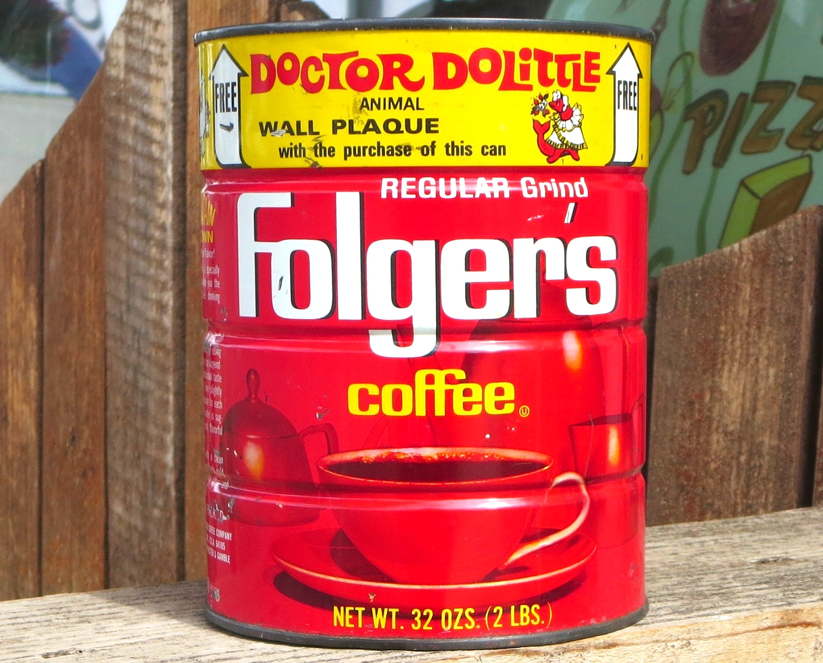 VERY RARE 1960s Vintage FOLGER\'S Coffee 2 lbs Metal Tin CAN DOCTOR DOLITTLE