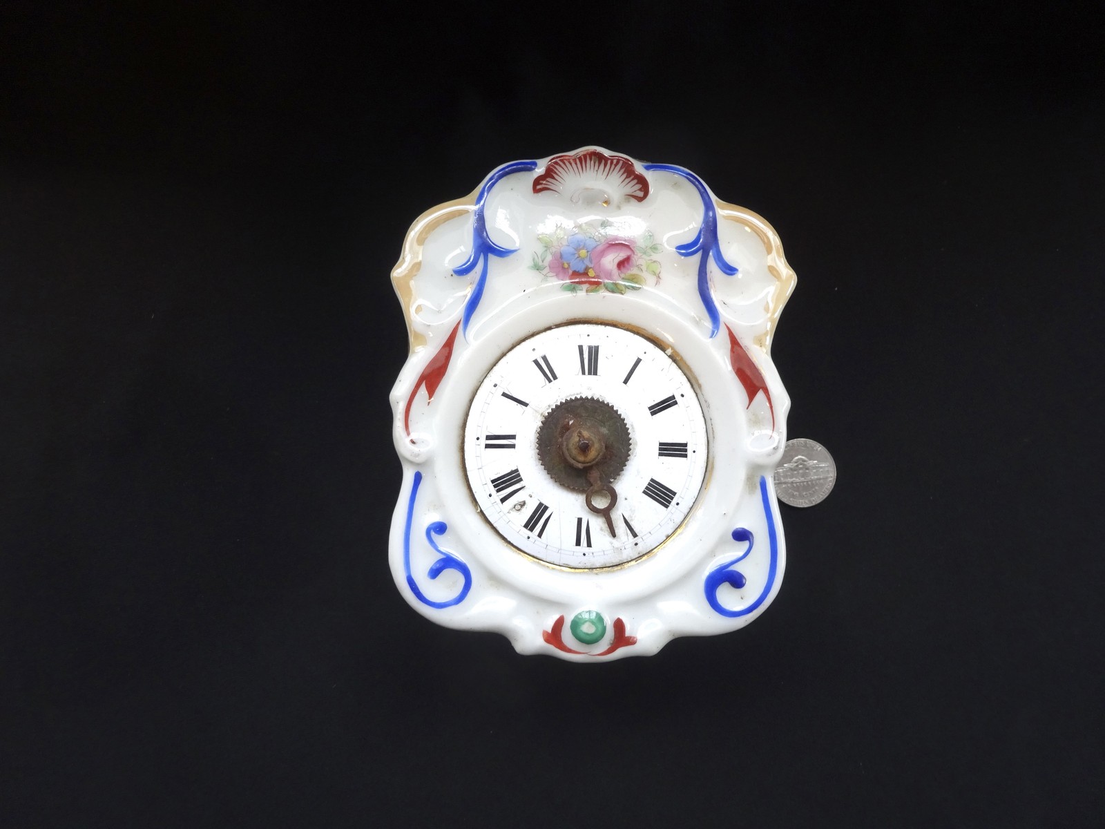Antique French Clock Hand Painted Art Nouveau Gallery Wall Not Working