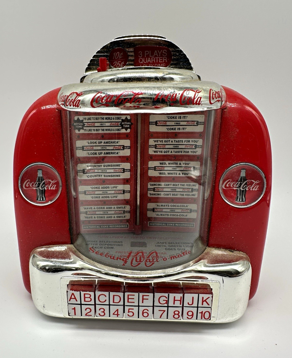 Vtg 1996 Coca-Cola Tabletop Jukebox Musical Coin Bank Seeburg - NON-WORKING