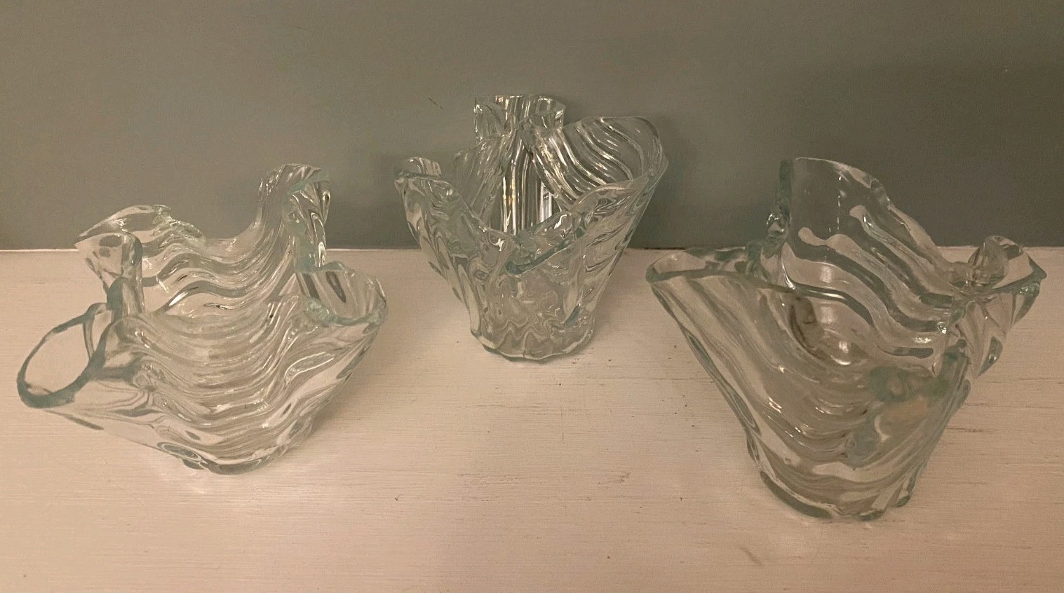 Handkerchief Folded Art Glass Sculpture Vase Like Murano 