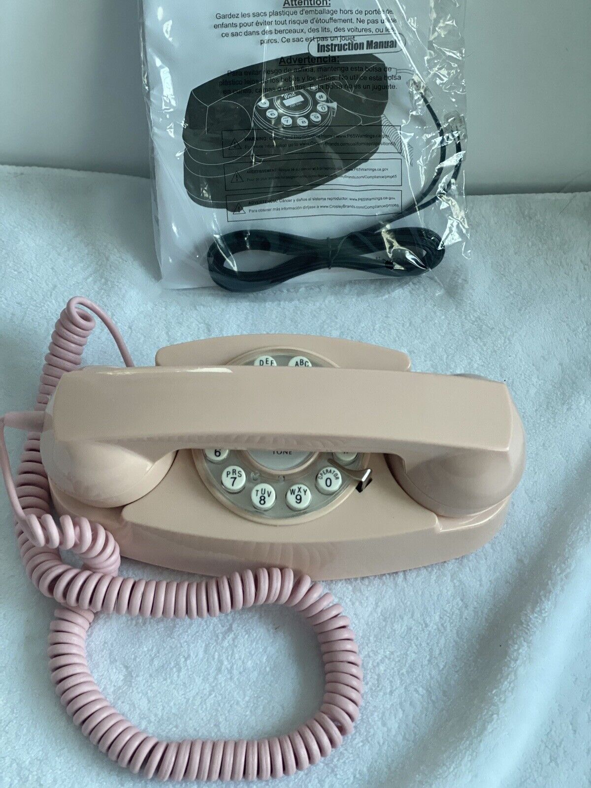 Crosley CR59-PI Princess Desk Phone Pink Push Button Landline Telephone NIP New