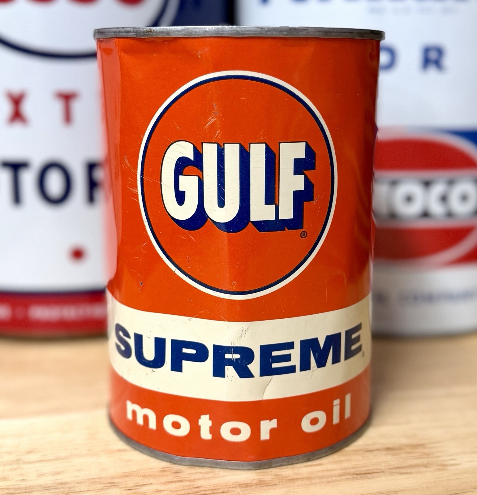 Vintage Gulf Supreme Motor Oil Can Quart Empty