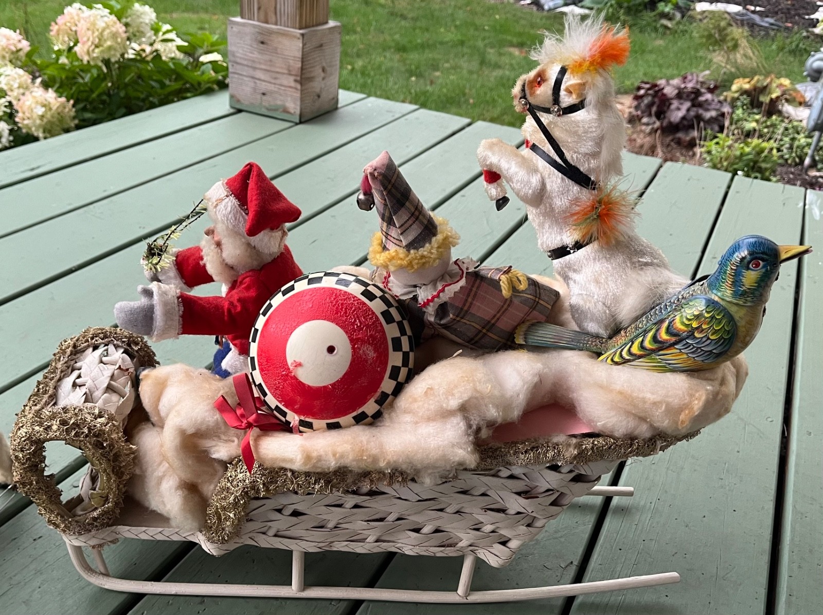 LARGE Antique Fao Schwarz German Santa Claus Sleigh Christmas Store Display