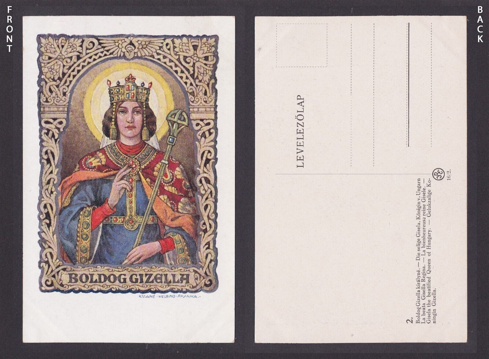 Vintage postcard, Hungary, Gisela the beatified Queen of Hungary