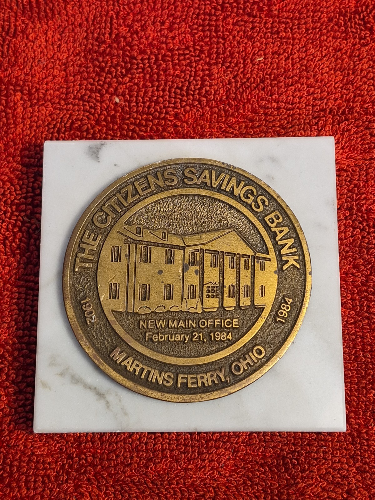 Vintage 1984 Citizens Bank Marble Paperweight Martins Ferry Ohio Vintage 1984 Citizens Bank Marble Paperweight Martins Ferry Ohio