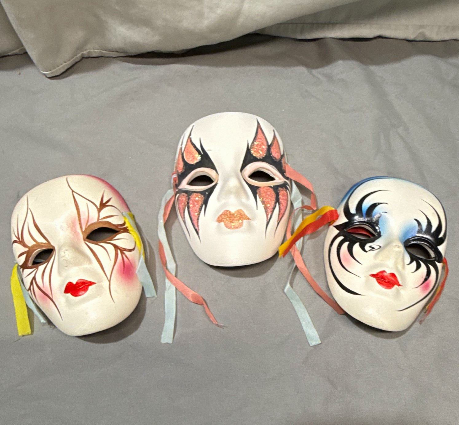 Set of 3 Ceramic Face Masks White Painted 4”x3” made in china Set of 3 Ceramic Face Masks White Painted 4”x3” made in china