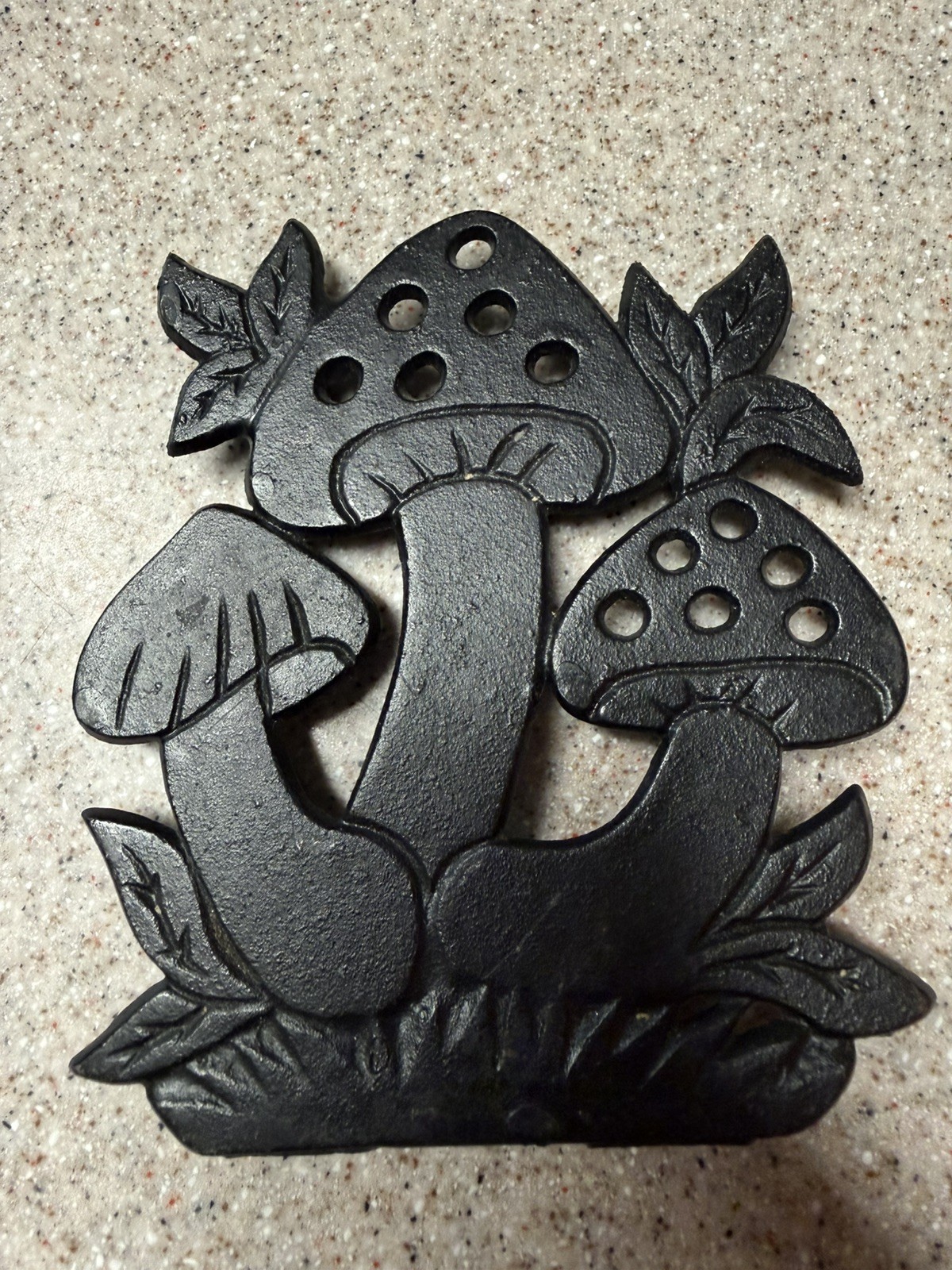 Cottage core made in the 1970s, Cast Iron Mushroom-Shaped Trivet Or Pot Holder