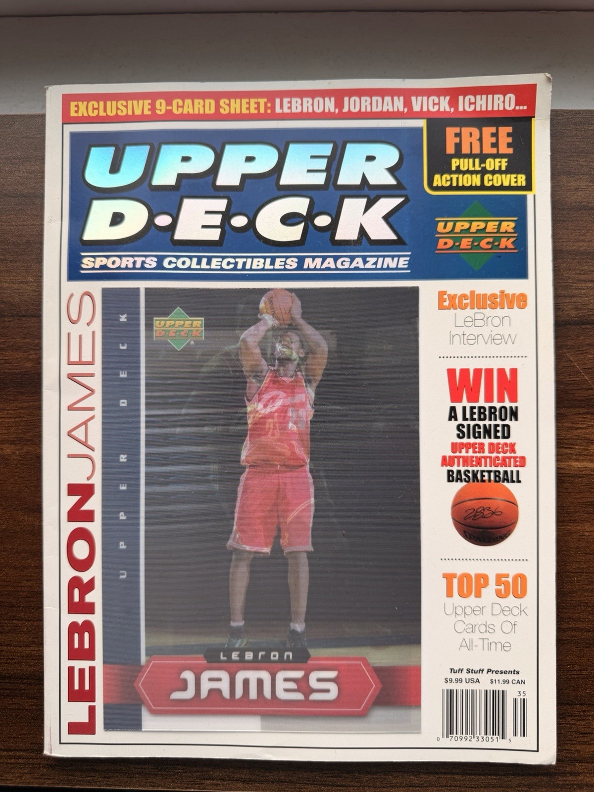 2003 Upper Deck Sports Collectibles Magazine LeBron James RC 9-Card Uncut Sheet