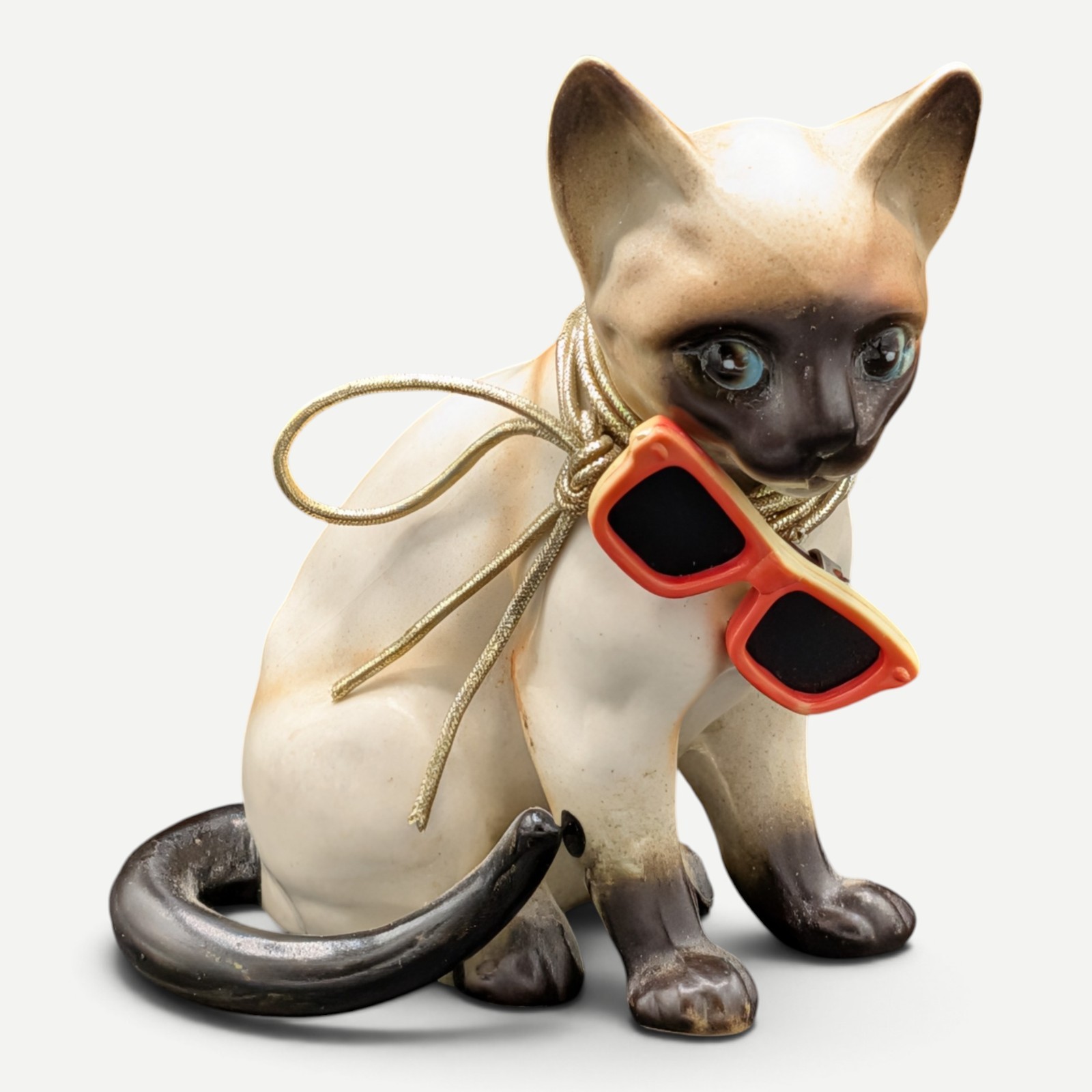 Vintage LEFTON Porcelain Siamese Cat Figure