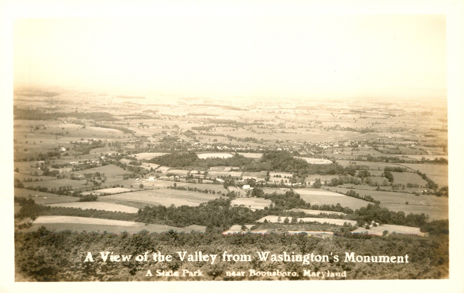 Aerial View frm Washingtons Monument nr Boonsboro,Maryland RPPC Postcard Antique