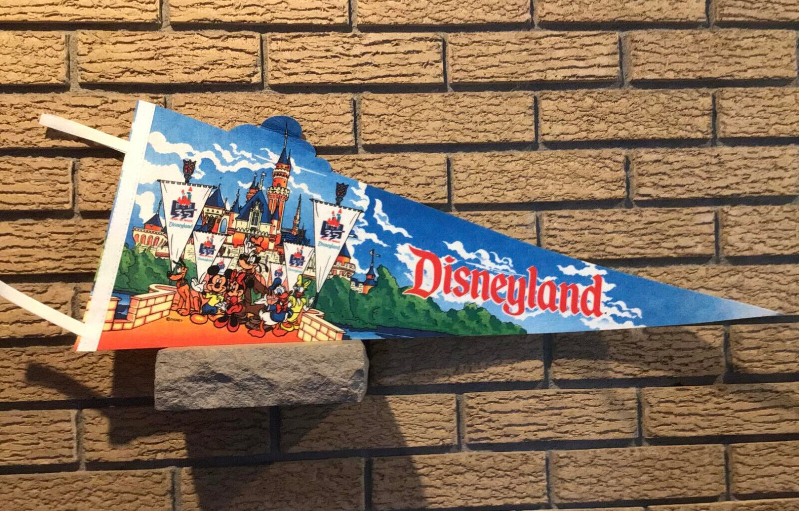 Vintage 1990 Disneyland 35 Years of Magic Felt Pennant 29 x 11, 35th anniversary