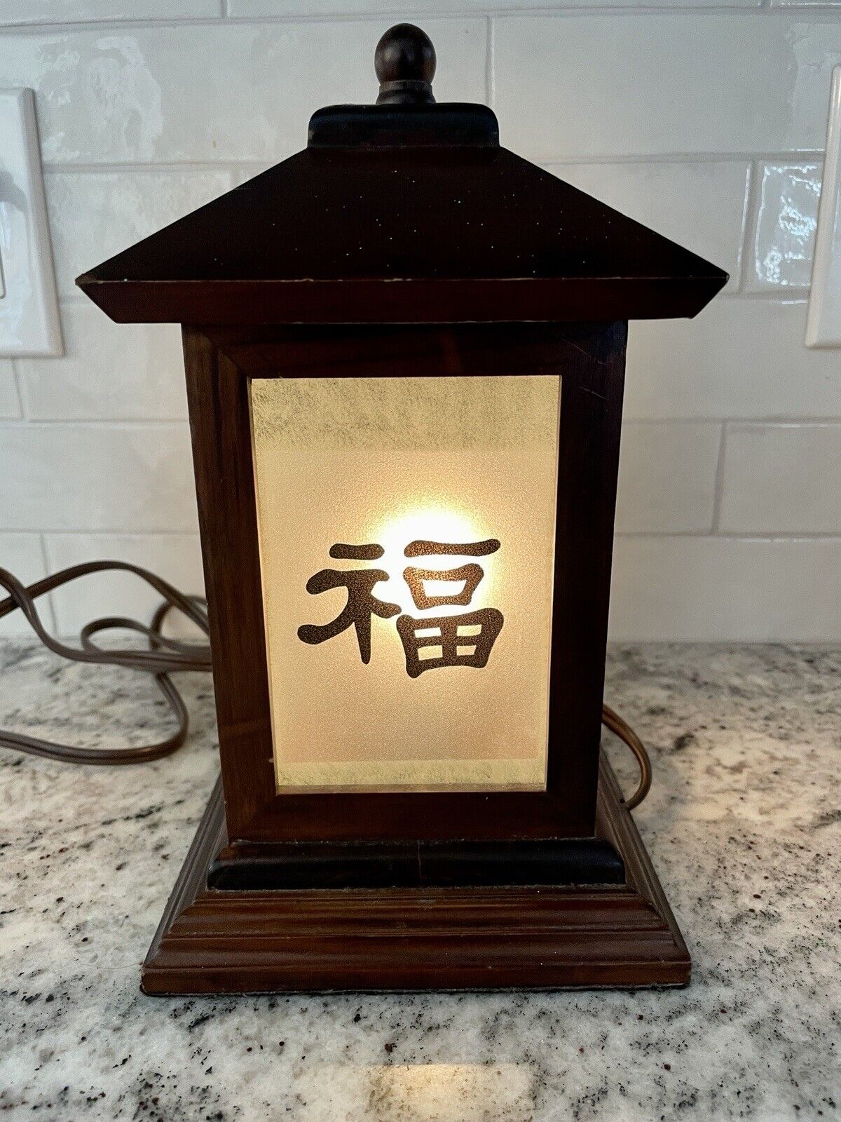 Japanese Symbols Happiness , Peace, Harmony,  Tranquillity, Vintage Table Lamp