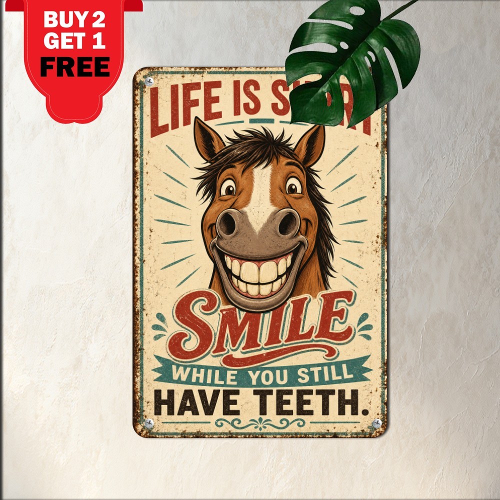 Horse Drawn Carriage Life Is Short Quote Metal Tin Sign Living Room Wall Decor