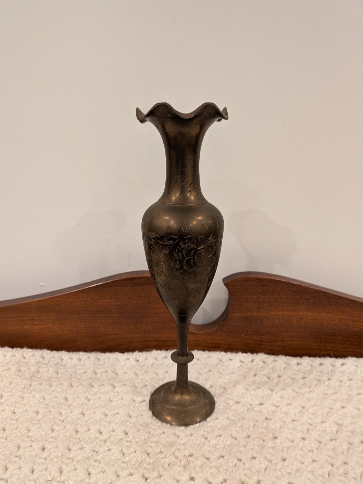 Vintage Etched Brass Vase 10\