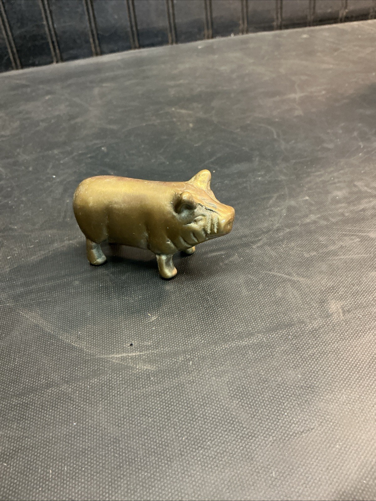 Vintage Brass Cast/ Hand Carved Pig Paper Weight / 3inch & 4.7 Oz 