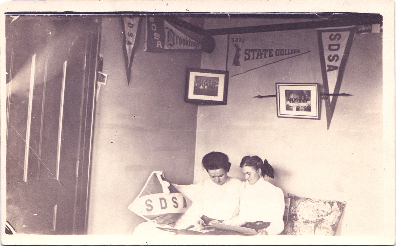 SDSA STATE DORM ROOM south dakota sd. real photo postcard rppc college girls