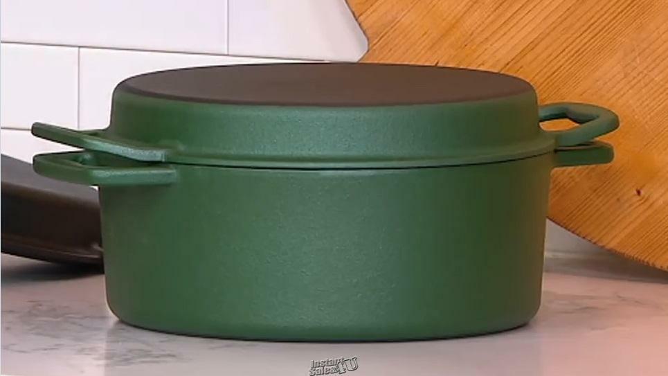 Cook's Essentials Cast Iron Elite Nonstick Pan 4-qt GREEN braiser Pot Grill Lid