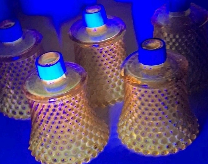 5 Pack Vintage Yellow Amber Dot Hobnail Glass Votive Cup Candle Holder 3.5\