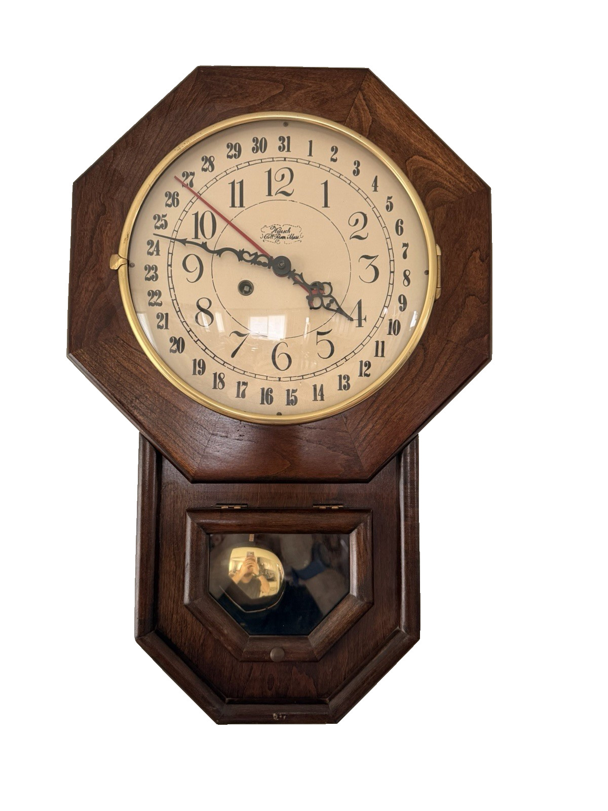 Vintage Ethan Allen Bim-Bam Mechanical Wall Clock 1976 German Wuersch Pendulum