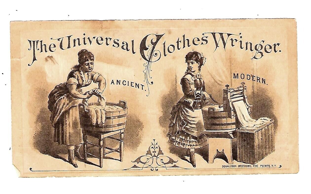 c1890's Victorian Trade Card Donaldson Brothers, Rowell's Universal Wringer