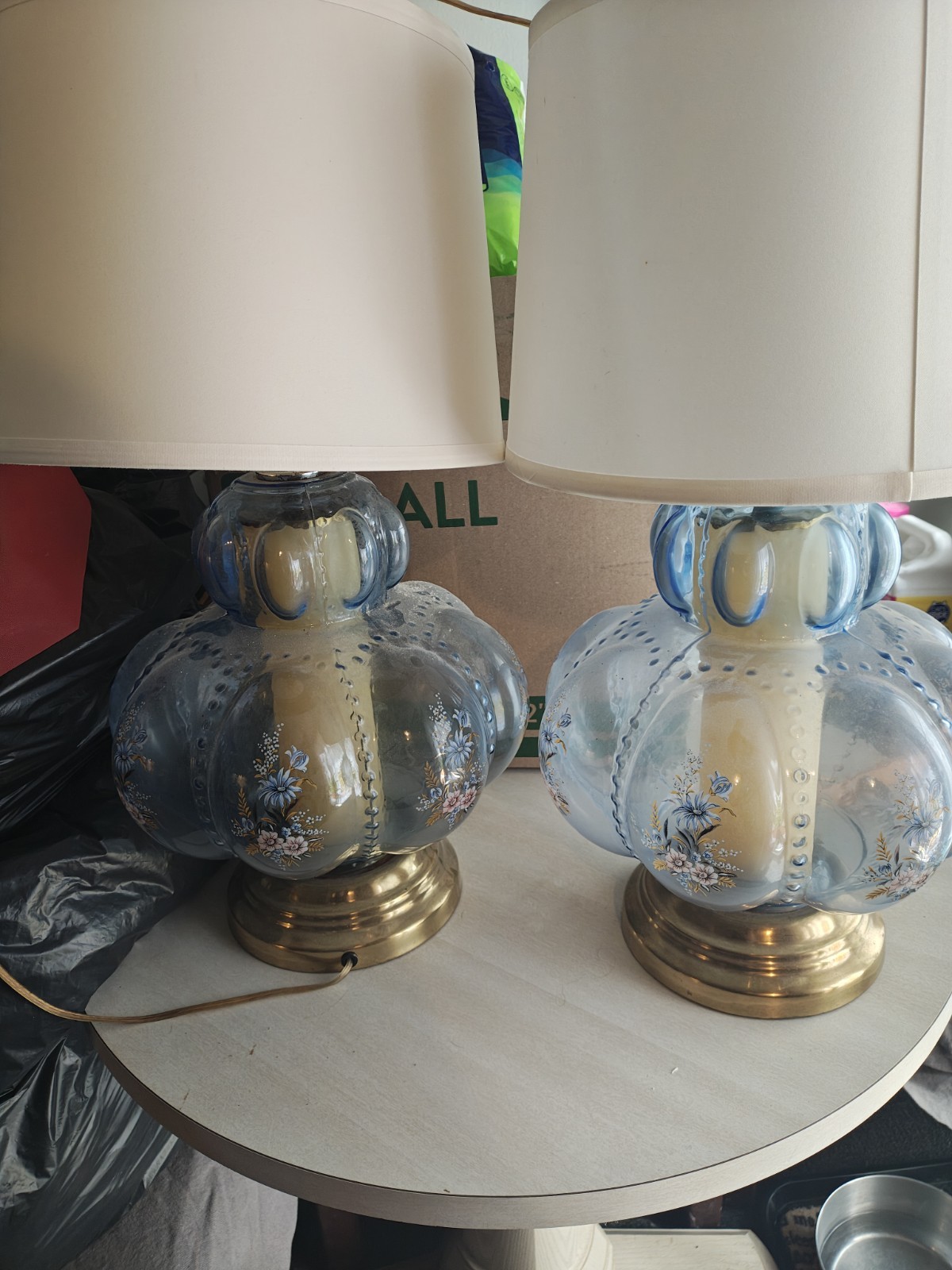 Vintage Lamp Carl Falkenstein Bubble Lamp Set Of 2 Floral Glass Perfect Working Vintage Lamp Carl Falkenstein Bubble Lamp Set Of 2 Floral Glass Perfect Working