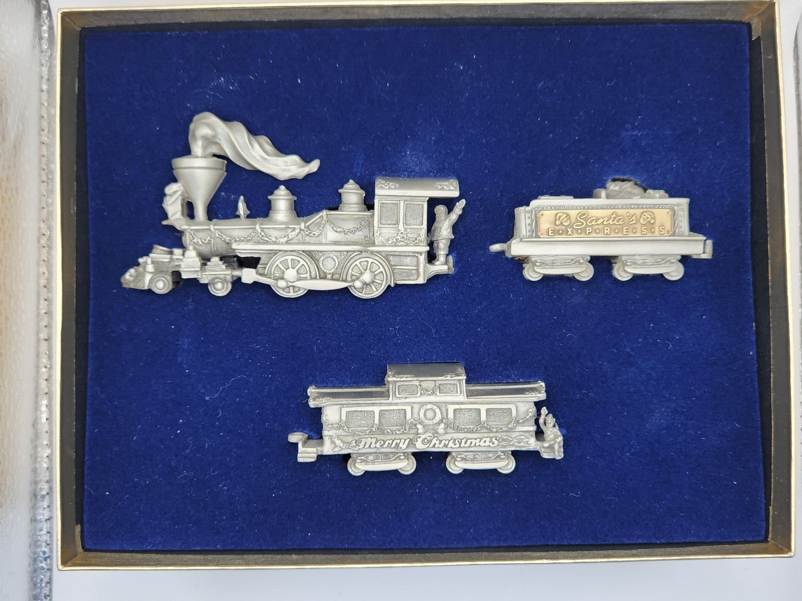 VINTAGE 1993 ~ FORT PEWTER ~ #68444 ~ SANTA'S 3PC Express Train