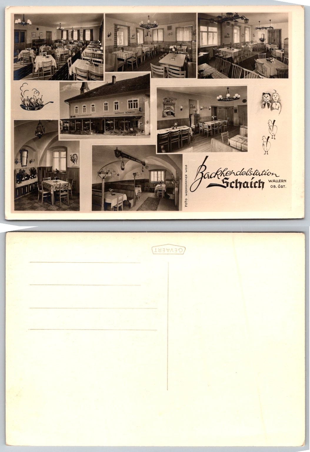 Vintage RPPC Gasthaus Schaich Wallern Austria Backhendelstation Restaurant Vintage RPPC Gasthaus Schaich Wallern Austria Backhendelstation Restaurant