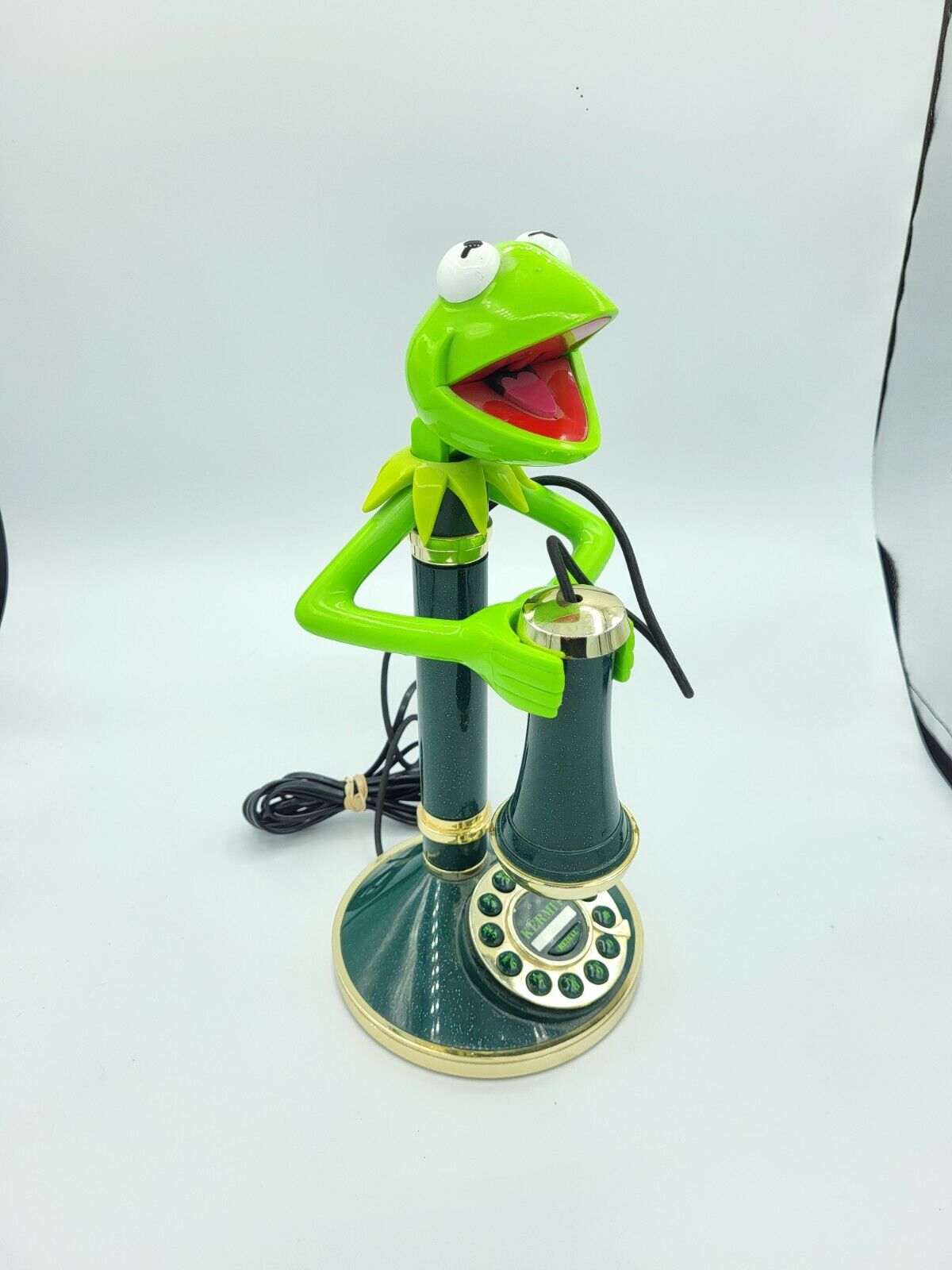 KERMIT THE FROG Telephone Candle Stick Corded Phone Telemania Muppets WORKS